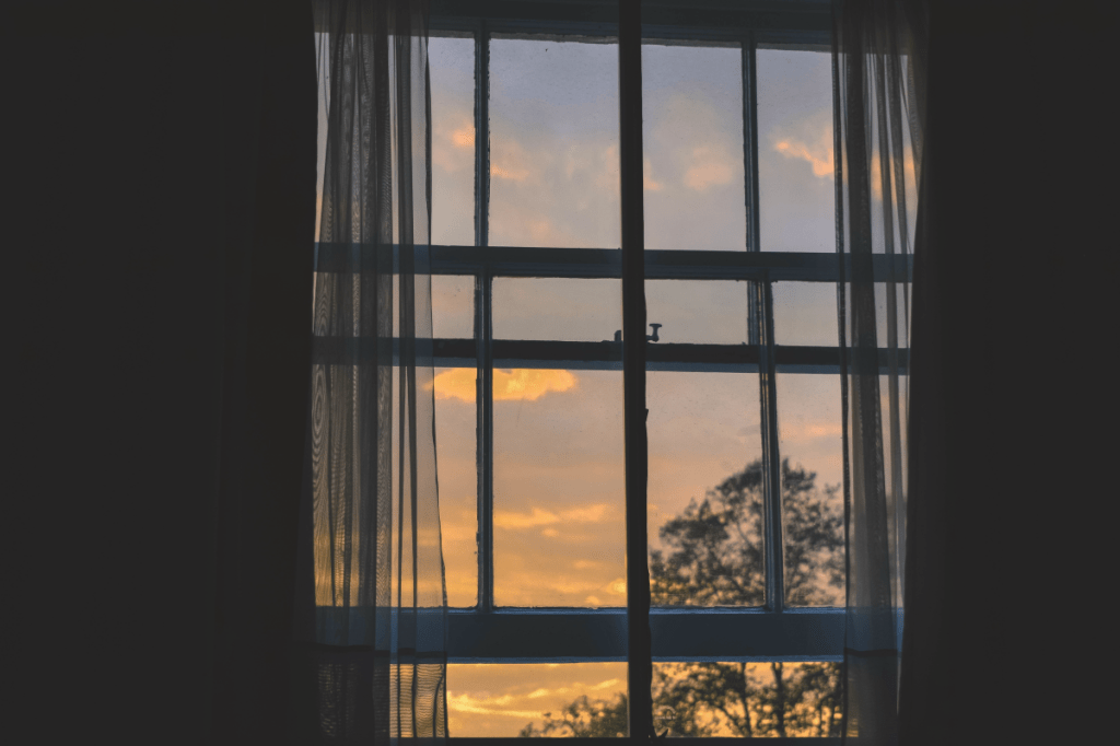 Window at dusk with fading light, representing nervous system regulation as an ongoing process
